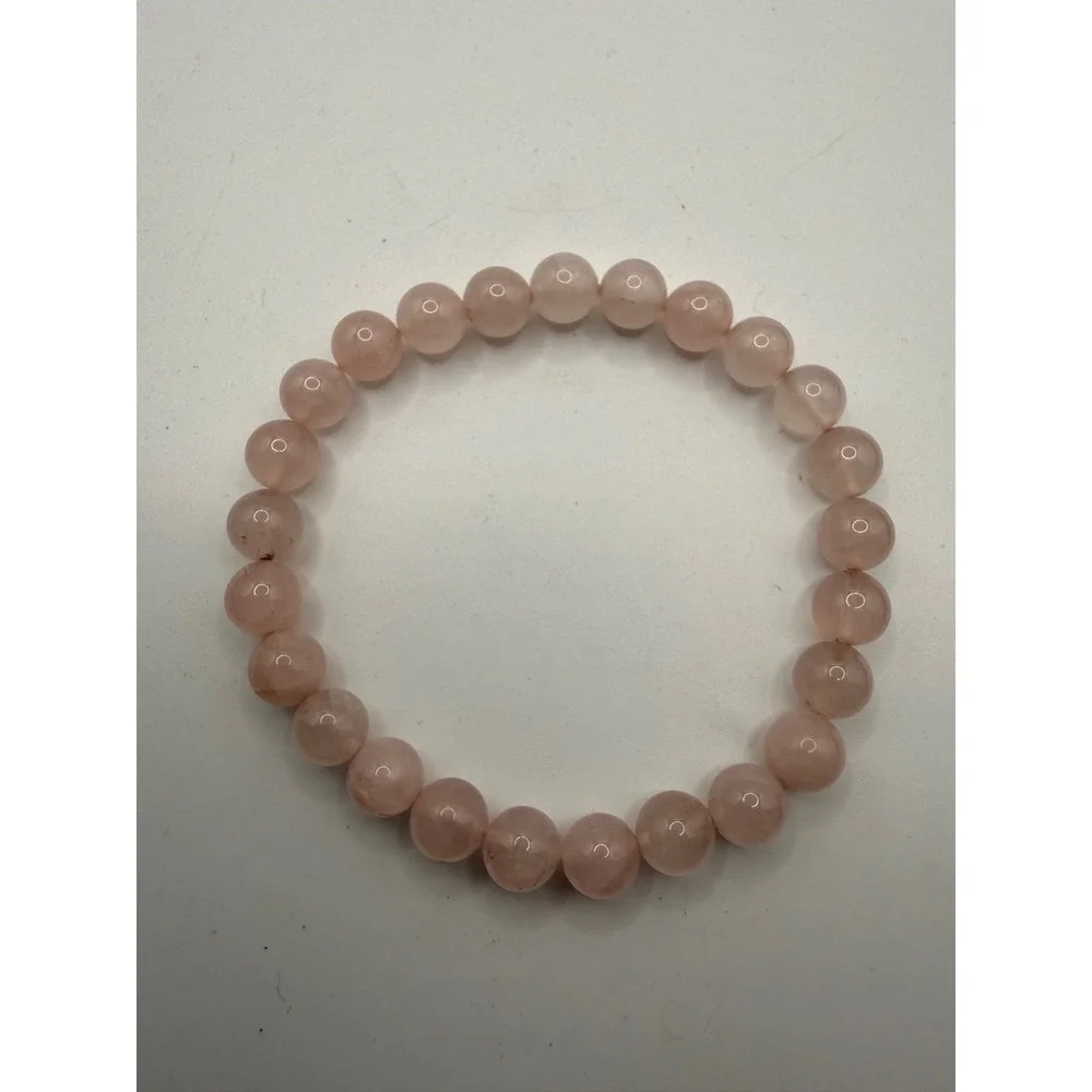 Rose Quartz Beaded Stretch Bracelet Pink Natural Stone‎ Round Gemstone 8mm Beads